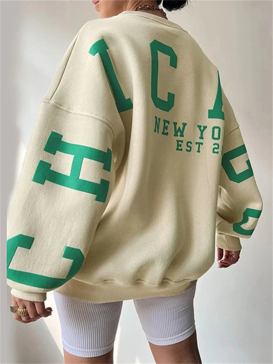 Women’s Oversized Back Letters Print Sweatshirt