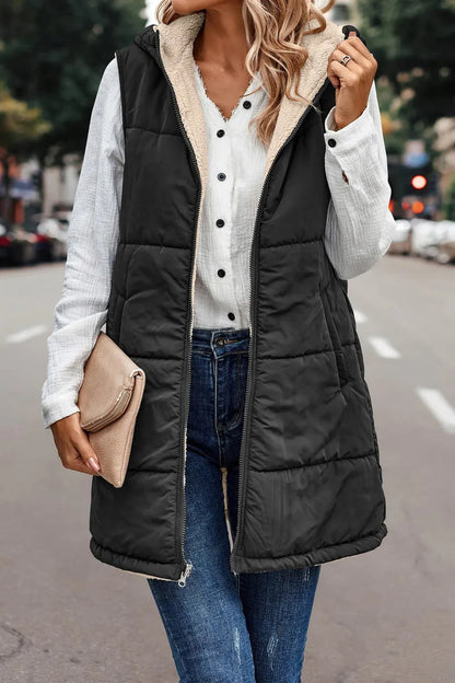 Reversible Puffer Vest Hoodie